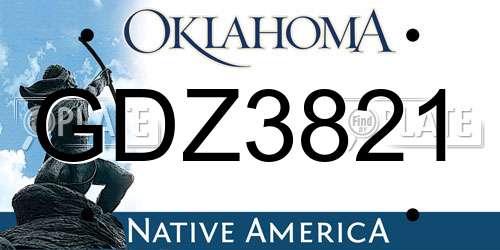 GDZ3821 Oklahoma License Plate