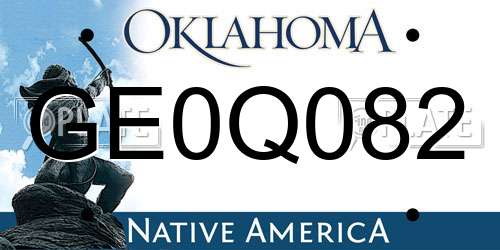 GE0Q082 Oklahoma License Plate