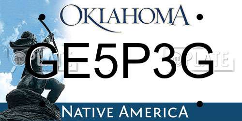 GE5P3G Oklahoma License Plate