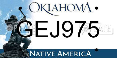 GEJ975 Oklahoma License Plate