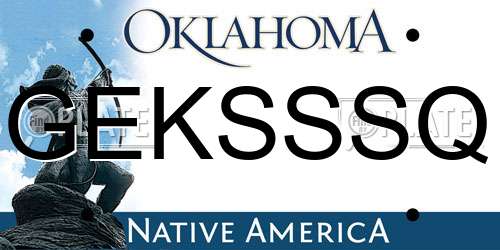 GEKSSSQ Oklahoma License Plate