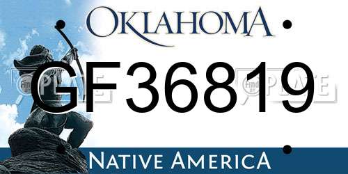 GF36819 Oklahoma License Plate