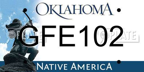 GFE102 Oklahoma License Plate