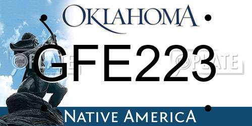 GFE223 Oklahoma License Plate