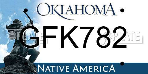 GFK782 Oklahoma License Plate