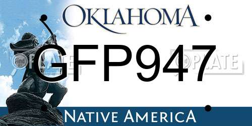 GFP947 Oklahoma License Plate