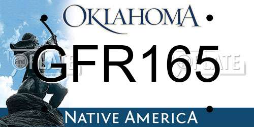 GFR165 Oklahoma License Plate
