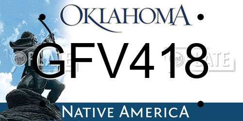 GFV418 Oklahoma License Plate