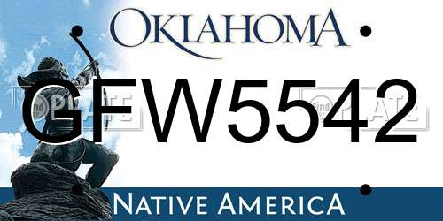 GFW5542 Oklahoma License Plate