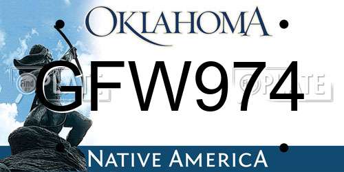 GFW974 Oklahoma License Plate
