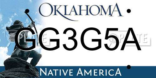 GG3G5A Oklahoma License Plate