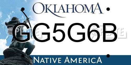 GG5G6B Oklahoma License Plate