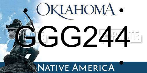 GGG244 Oklahoma License Plate