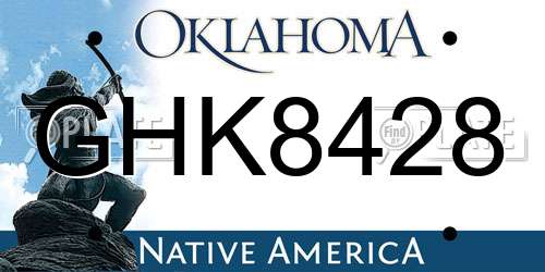 GHK8428 Oklahoma License Plate