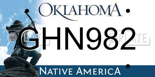GHN982 Oklahoma License Plate