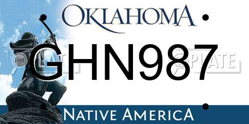 GHN987 Oklahoma License Plate