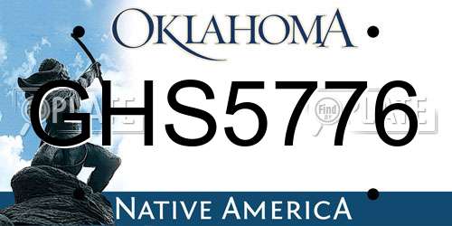 GHS5776 Oklahoma License Plate
