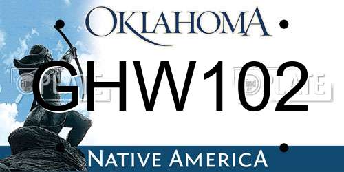 GHW102 Oklahoma License Plate
