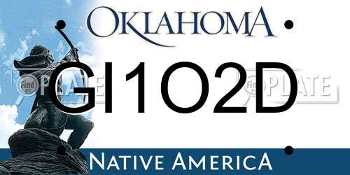 GI1O2D Oklahoma License Plate