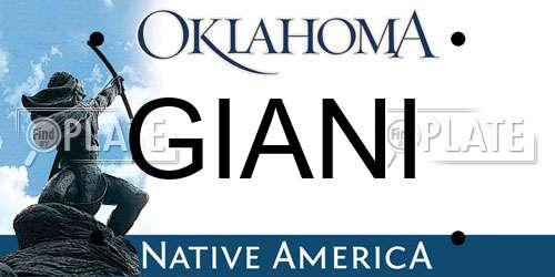 GIANI Oklahoma License Plate