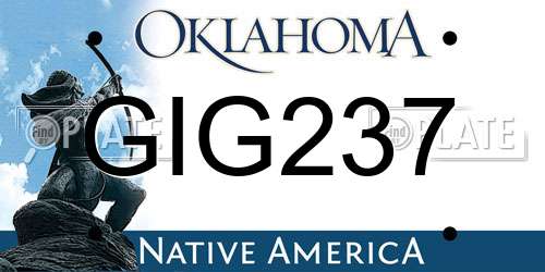 GIG237 Oklahoma License Plate