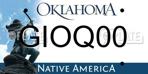 GIOQ00 Oklahoma License Plate