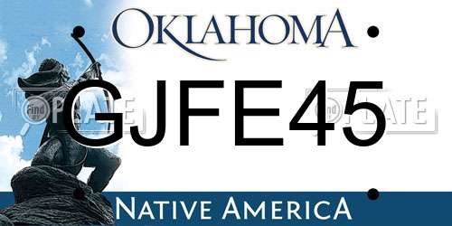 GJFE45 Oklahoma License Plate
