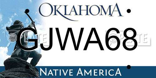 GJWA68 Oklahoma License Plate