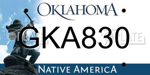 GKA830 Oklahoma License Plate
