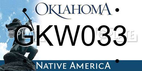 GKW033 Oklahoma License Plate