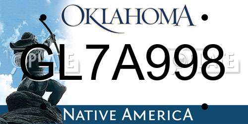 GL7A998 Oklahoma License Plate
