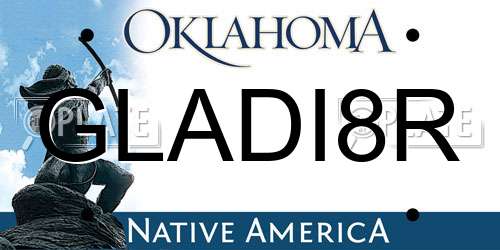 GLADI8R Oklahoma License Plate