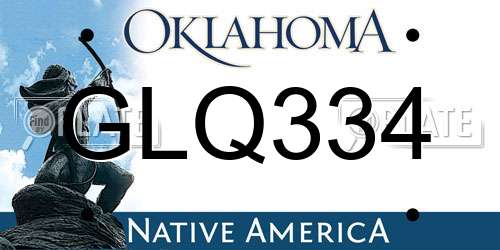 GLQ334 Oklahoma License Plate