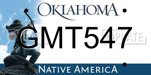 GMT547 Oklahoma License Plate