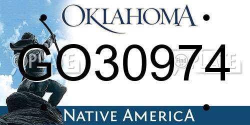 GO30974 Oklahoma License Plate
