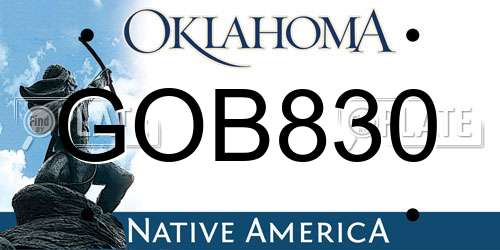 GOB830 Oklahoma License Plate