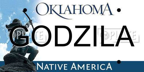 GODZILA Oklahoma License Plate