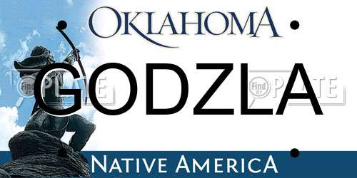 GODZLA Oklahoma License Plate