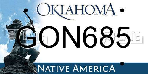 GON685 Oklahoma License Plate
