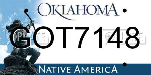 GOT7148 Oklahoma License Plate