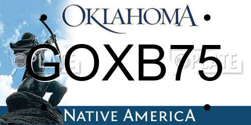 GOXB75 Oklahoma License Plate