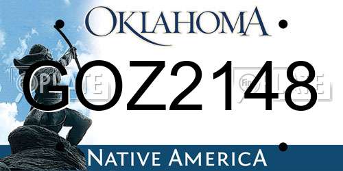 GOZ2148 Oklahoma License Plate