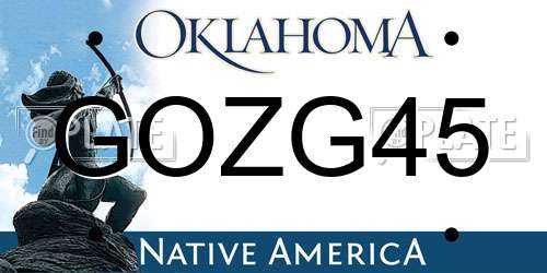 GOZG45 Oklahoma License Plate