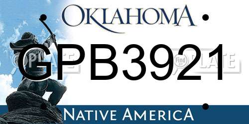 GPB3921 Oklahoma License Plate