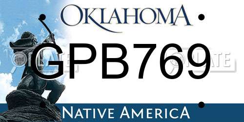GPB769 Oklahoma License Plate