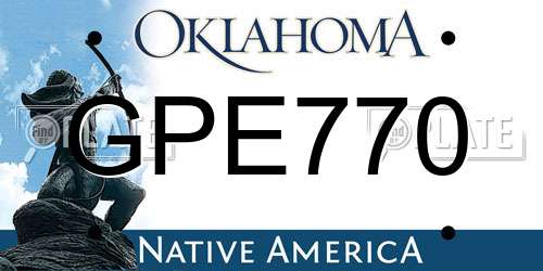 GPE770 Oklahoma License Plate