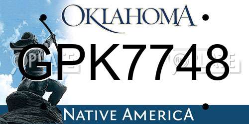 GPK7748 Oklahoma License Plate