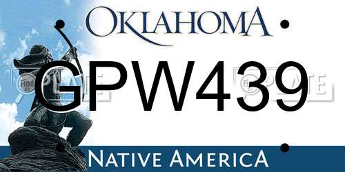 GPW439 Oklahoma License Plate