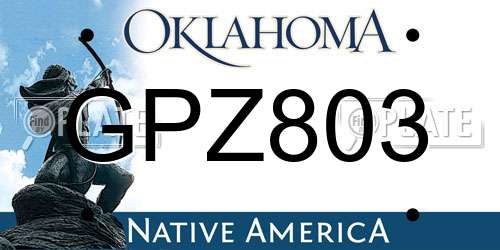 GPZ803 Oklahoma License Plate