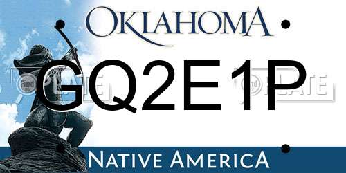 GQ2E1P Oklahoma License Plate